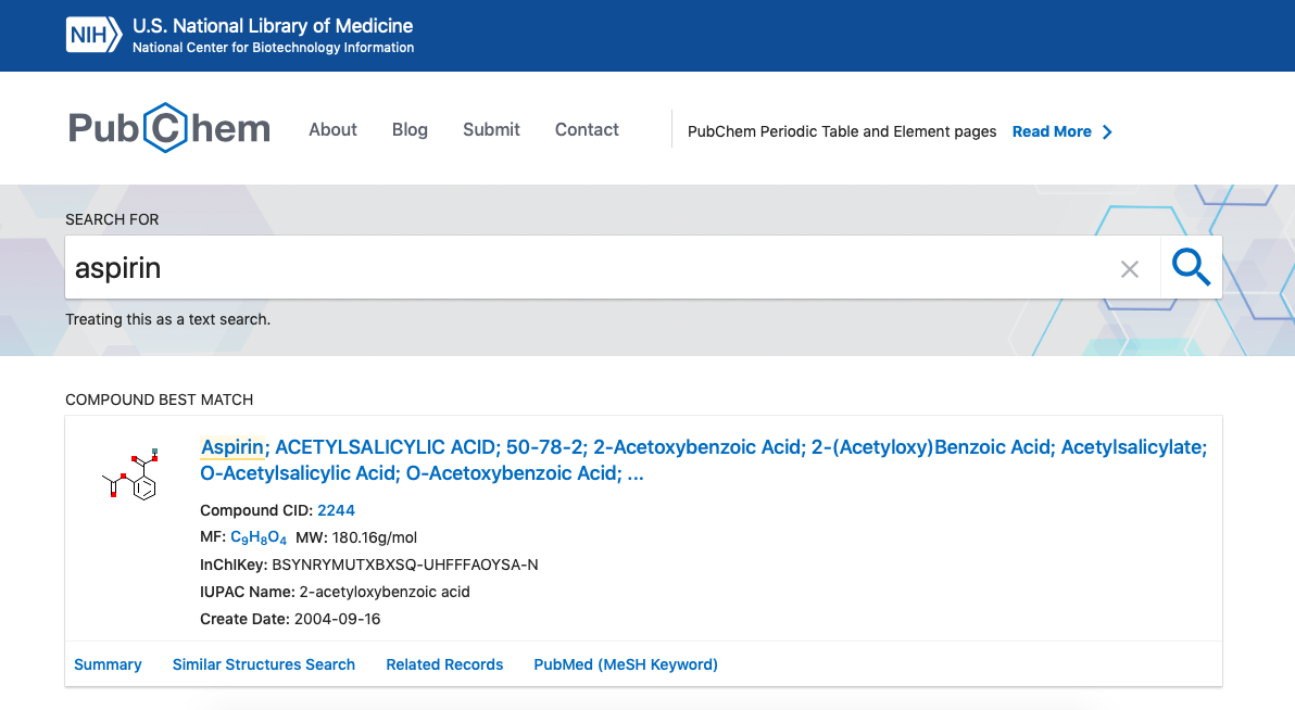 PubChem Aspirina
